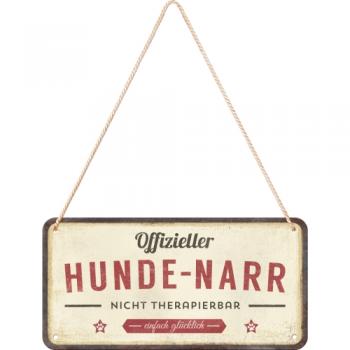 Preview: Hängeschild aus Blech "offizieller Hunder-Narr" 10 x 20 cm