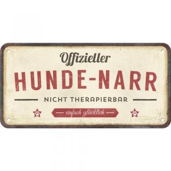 Preview: Hängeschild aus Blech "offizieller Hunder-Narr" 10 x 20 cm