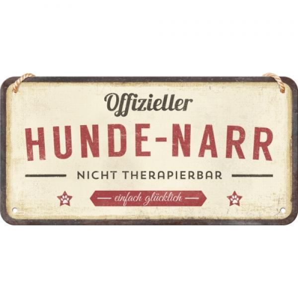 Hängeschild aus Blech "offizieller Hunder-Narr" 10 x 20 cm