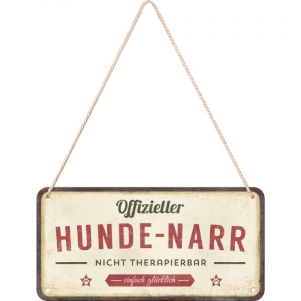 Hängeschild aus Blech "offizieller Hunder-Narr" 10 x 20 cm