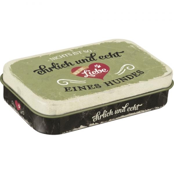 Leckerliedose aus Blech "ehrlich und echt"